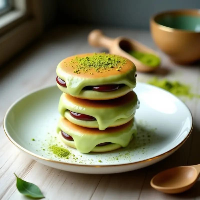 Dorayaki de Matcha y Crema de judías Rojas: Postre Japonés Sin Gluten
