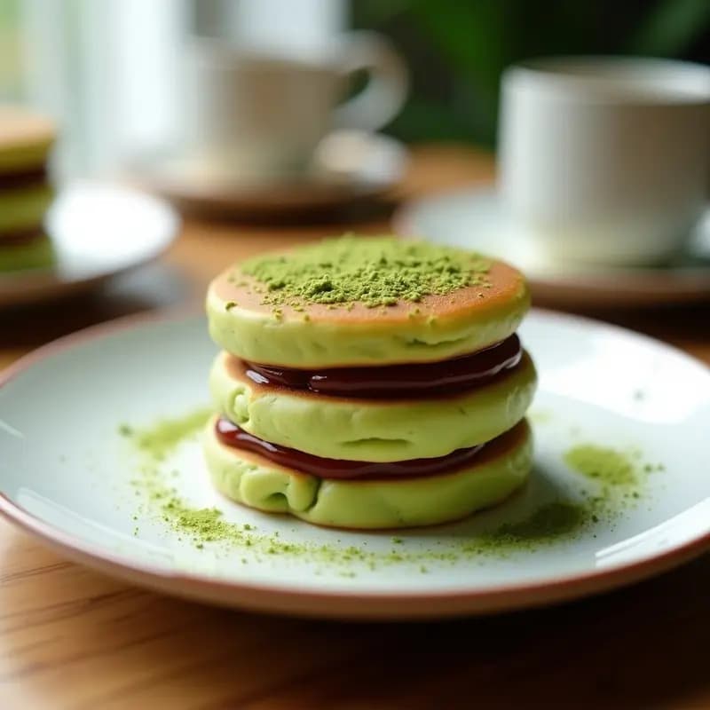 Dorayaki de Matcha y Crema de Red Bean: Postre Japonés Sin Azúcar con Endulzante de Stevia