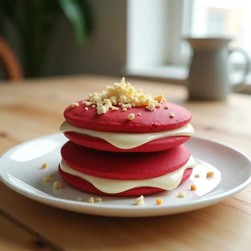 Dorayaki Red Velvet con Relleno de Crema de Sésamo: Postre Japonés Innovador y Colorido