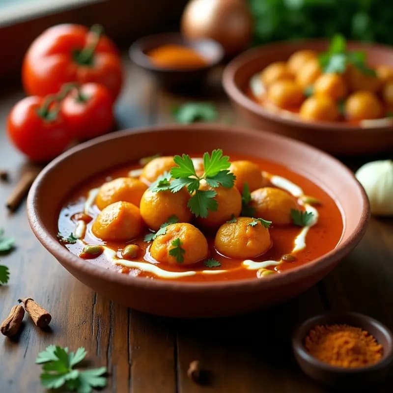 Dum Aloo Punjabi: Curry Indio de Patatas Rellenas de Especias y Queso Paneer