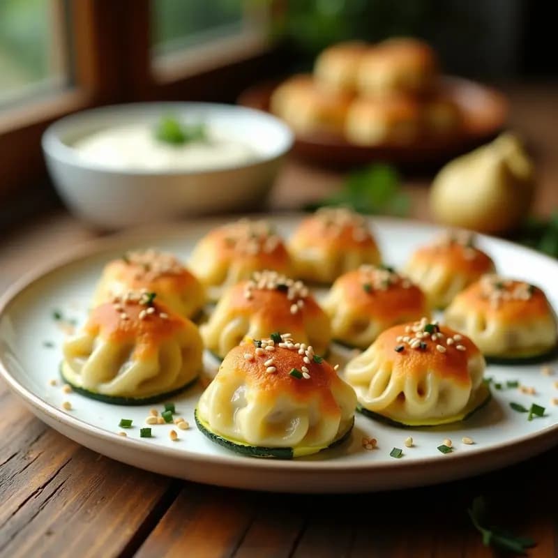 Dumplings de Calabacín y Queso de Cabra: Aperitivo Rápido en Airfryer Sin Harina