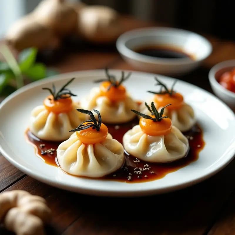 Dumplings de Calabaza y Jengibre: Entrante Chino Vegano con Salsa de Soja Tamari