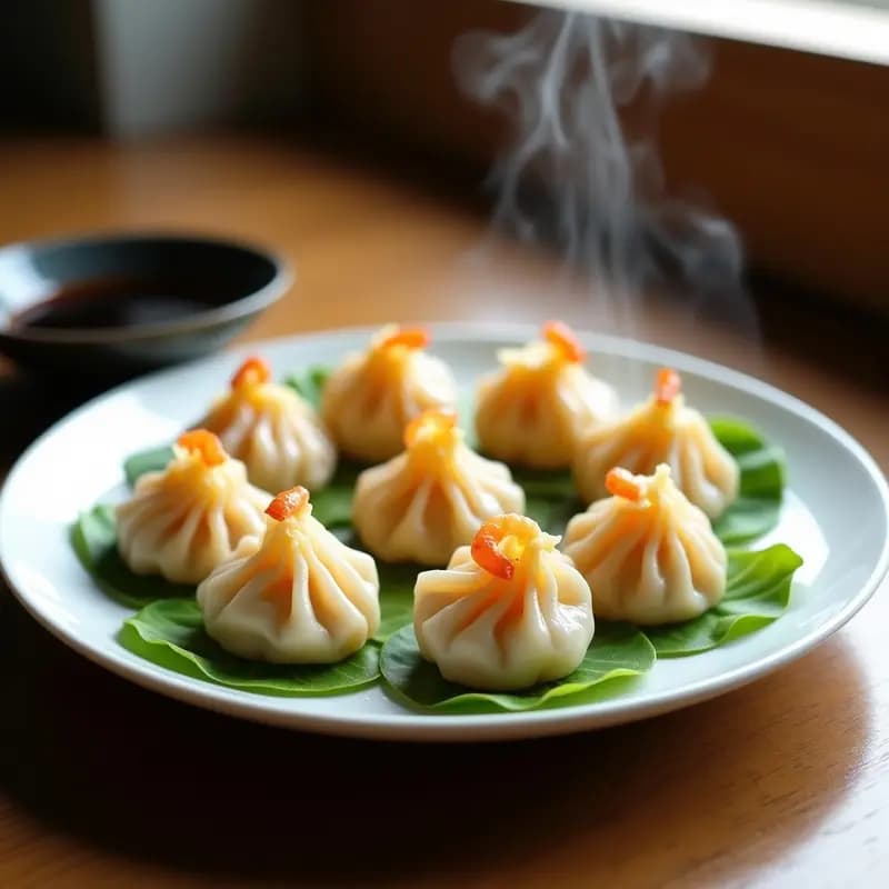 Dumplings de Camarón y Cebolla China al Vapor: Receta Cantonesa Baja en Calorías y Rápida