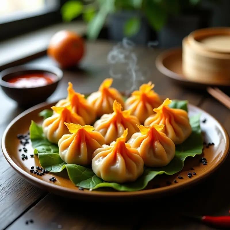Dumplings de Camote y Cacahuete: Receta Asiática al Vapor con Salsa de Chile y Ajo