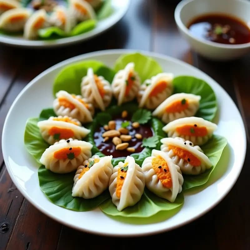 Dumplings de Camote y Cacahuete con Salsa de Tamarindo: Receta China Vegana al Vapor