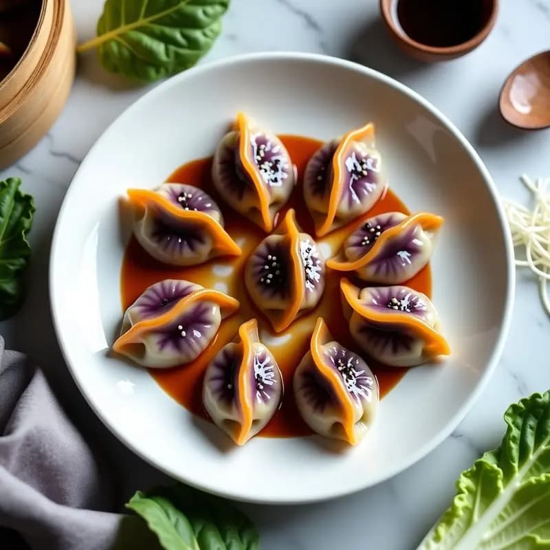 Dumplings de Camote y Cebolla Caramelizada con Salsa de Tamari: Receta China Vegana y en Olla Lenta