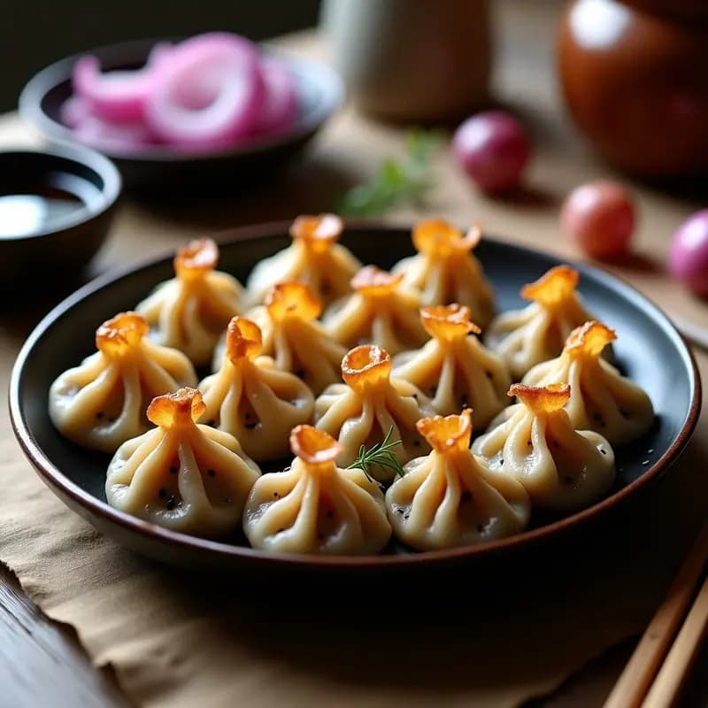 Dumplings de Camote Morado y Cebolla Caramelizada: Aperitivo Chino Vegano en Airfryer