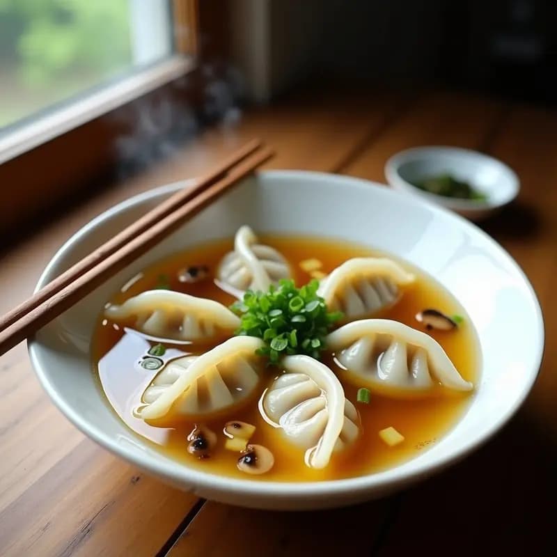 Dumplings de Cerdo y Repollo en Caldo de Jengibre: Receta China Reconfortante en 20 Minutos
