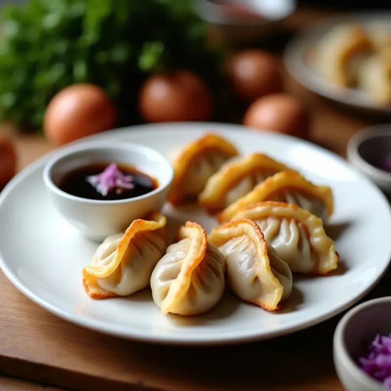 Dumplings de Cerdo y Repollo Morado: Receta China en Sartén Antiadherente