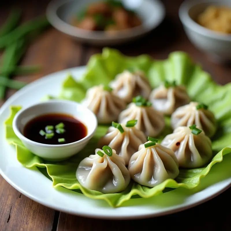 Dumplings de Col Morada y Cerdo al Vapor: Receta China en Airfryer con Salsa de Sojo