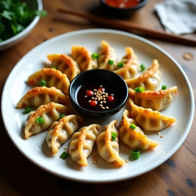 Dumplings chinos de col rizada y camarones con salsa de chile y soja negra: Receta en airfryer y rápida