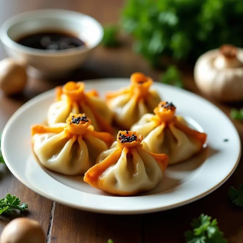Dumplings de Col Rizada y Champiñones: Empanadillas Chinas Vegan en Airfryer