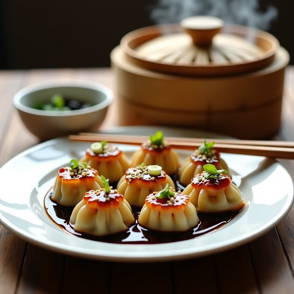 Dumplings de Coliflor y Gambas al Vapor con Salsa de Soja Negra: Receta China Keto en Olla Exprés
