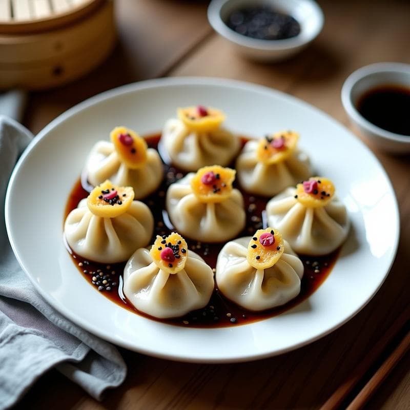 Dumplings de Coliflor y Jengibre con Salsa de Sésamo Negro: Receta China Low-Carb en Thermomix