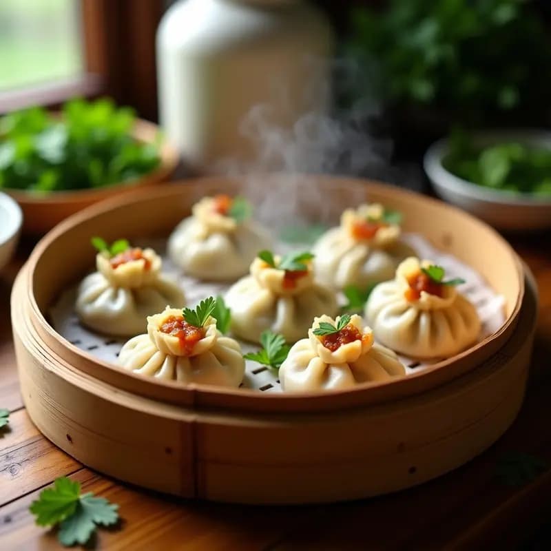 Dumplings de Cordero y Cilantro al Vapor: Receta Mongola Tradicional en 20 Minutos