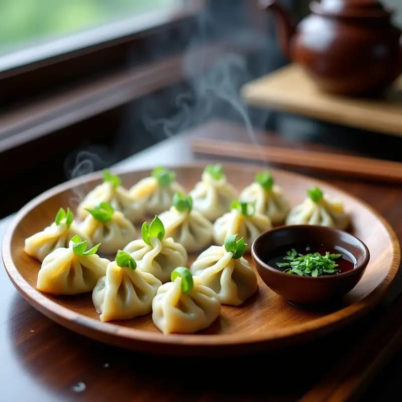 Dumplings de Espárragos y Jengibre: Aperitivo Chino al Vapor con Salsa de Soja Dulce