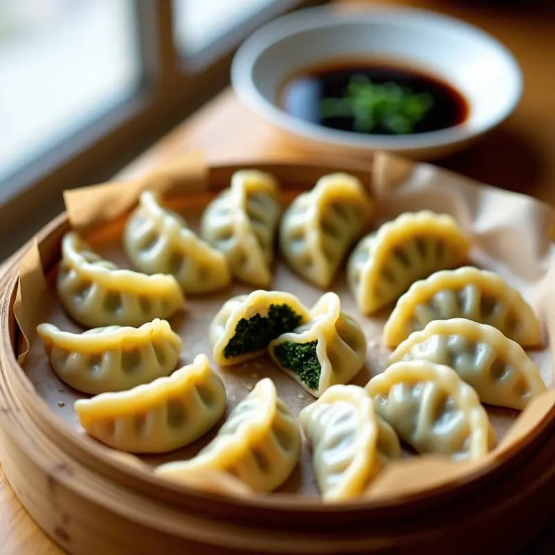 Dumplings de Espinaca y Queso de Soja: Aperitivo Chino al Vapor en Airfryer