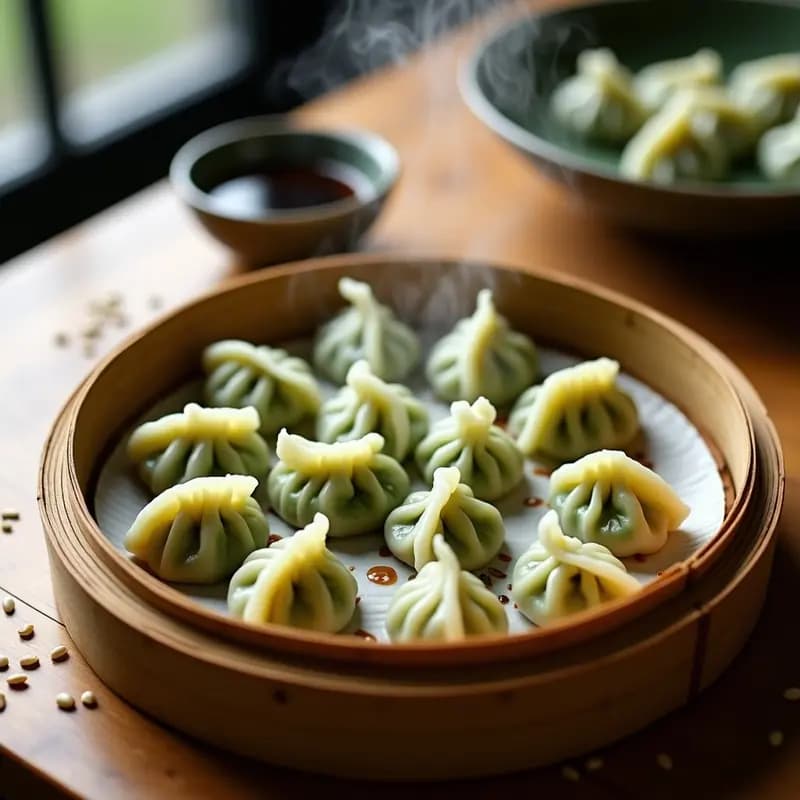 Dumplings de Espinacas y Gamma Melon al Vapor: Receta China Sin Freír y Vegana