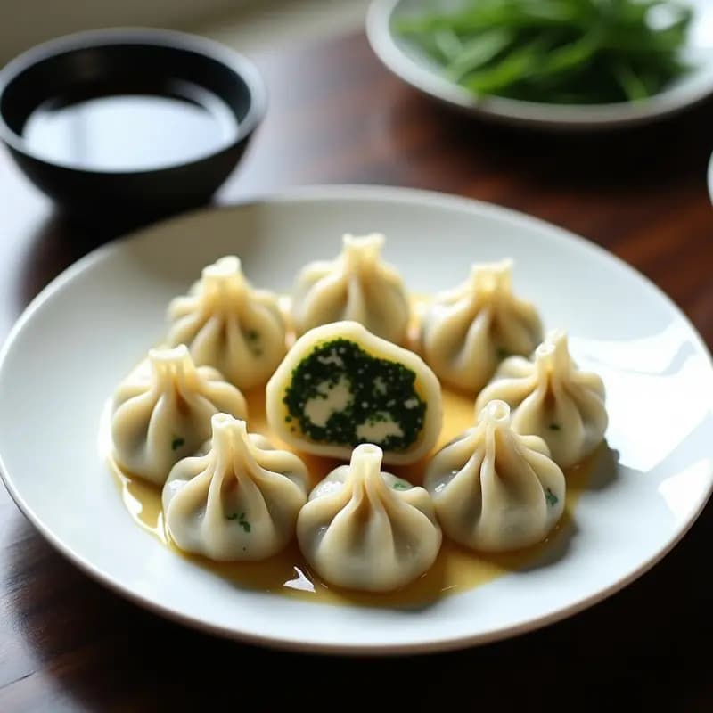 Dumplings de Espinacas y Queso de Cabra: Receta China al Vapor con Salsa de Soja