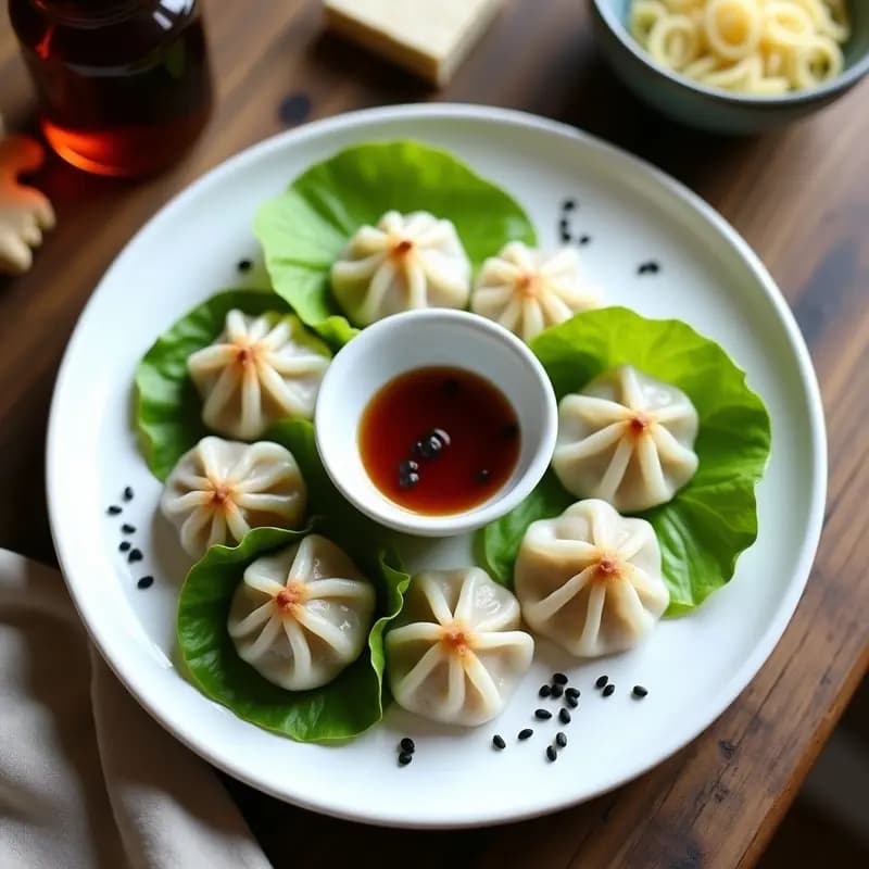 Dumplings de Hongos Reishi: Receta China Vegana con Salsa de Tamari y Jengibre
