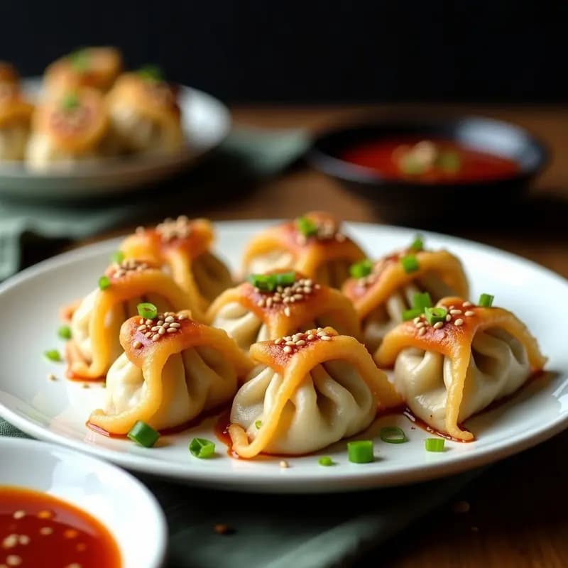 Dumplings de Hongos Rebozados y Salsa Szechuan: Receta China Vegana en Airfryer