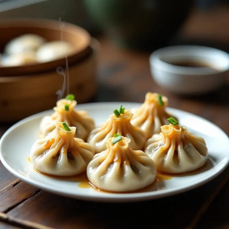 Dumplings de Hongos Shiitake y Cebolla Carmelo: Receta China al Vapor en Olla Exprés