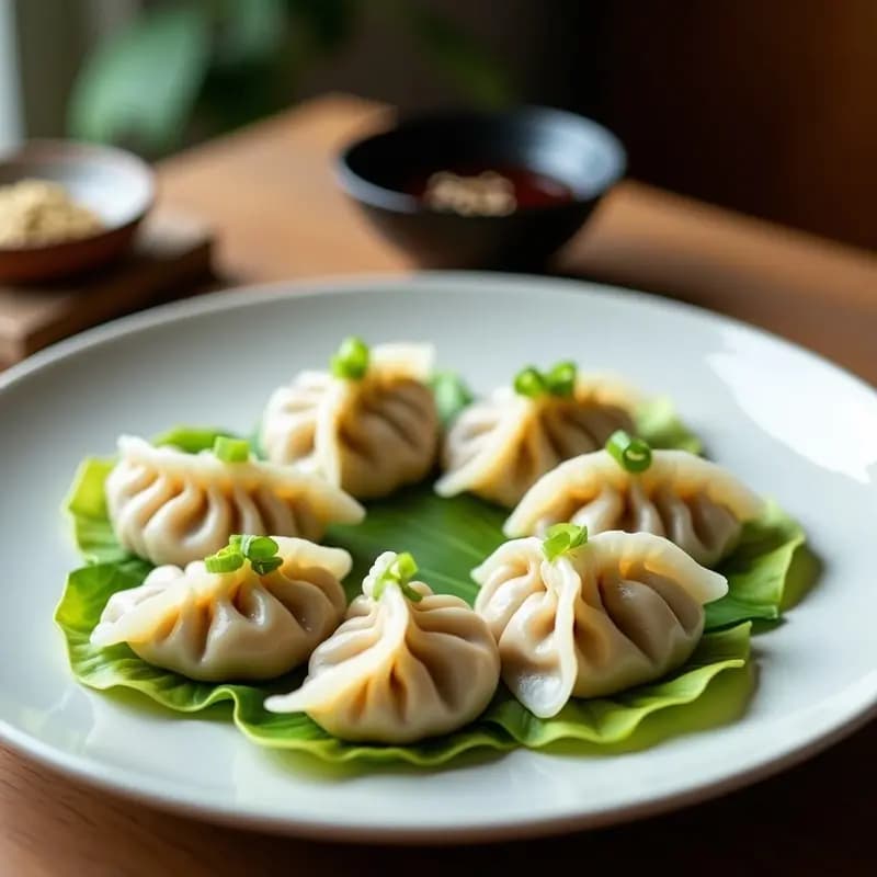 Dumplings Chinos de Hongos Shiitake y Tofu: Aperitivo Vegano al Vapor con Salsa de Soja