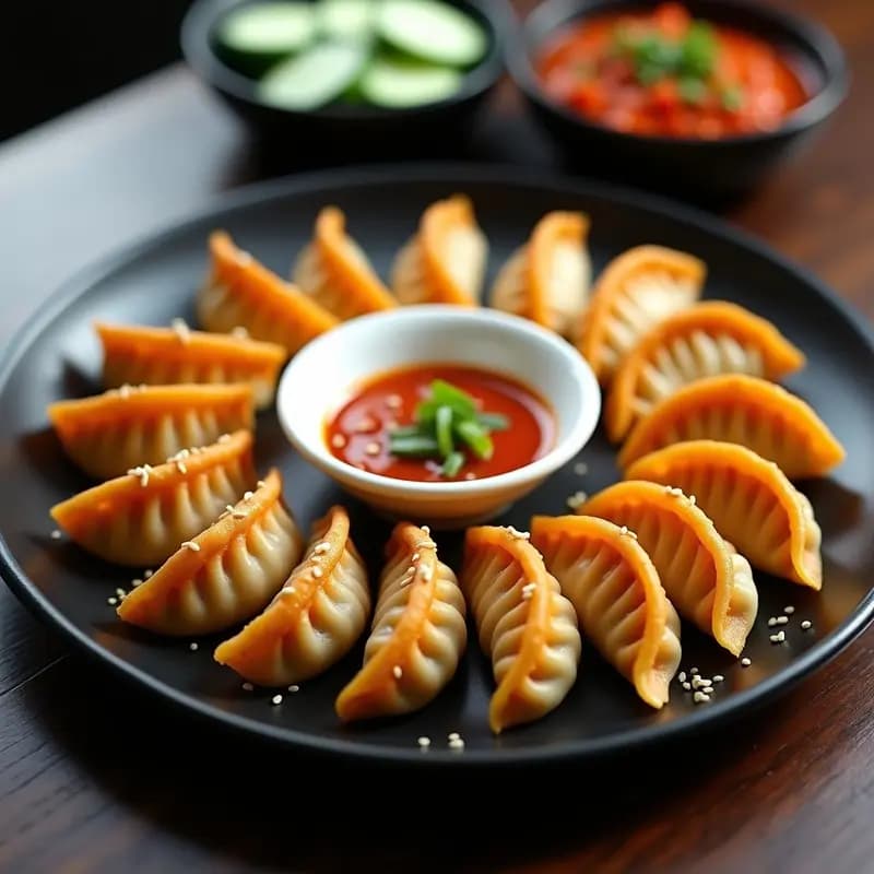 Dumplings Coreanos de Kimchi y Tofu con Salsa de Gochujang: Receta Picante en Airfryer