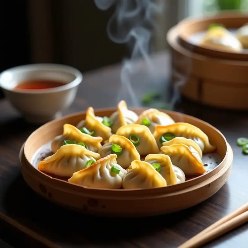 Dumplings de Pierogi: Empanadillas Polacas Rellenas de Queso y Patata con Toque Chino al Vapor