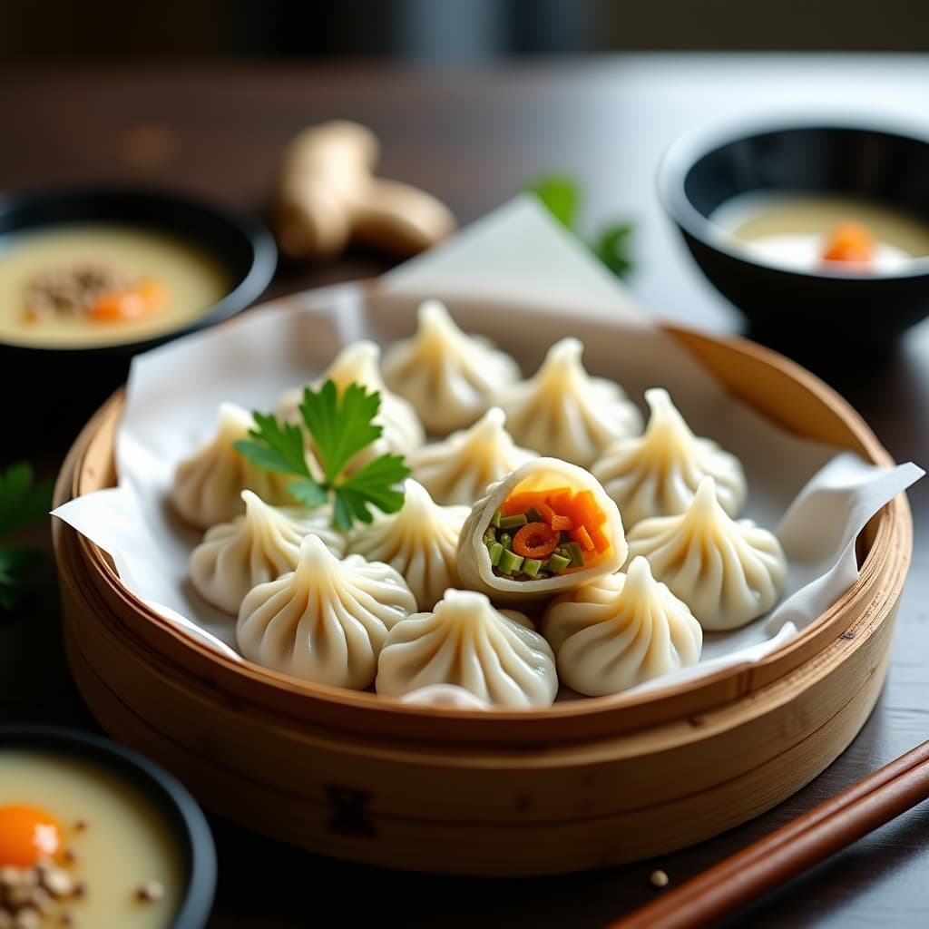 Dumplings de Repollo y Zanahoria al Vapor con Salsa de Sésamo: Receta China Sin Gluten