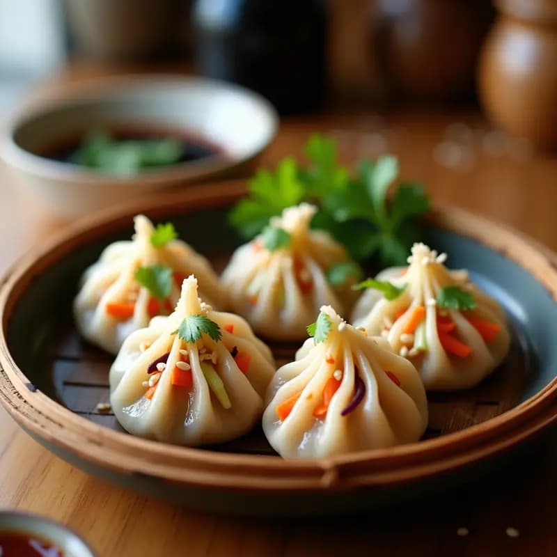 Dumplings de Repollo y Zanahoria con Salsa de Soja y Jengibre: Receta China en Vaporera