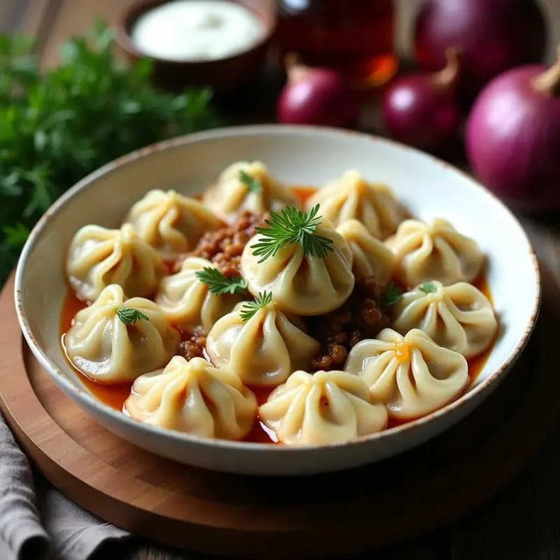 Dumplings Siberianos con Carne de Res y Cebolla Caramelizada: Receta Rusa en Olla Lenta