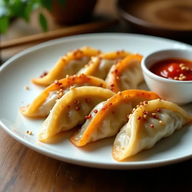 Dumplings sortitidos con Salsa de Chili y Ajo: Receta China en Airfryer Sin Aceite