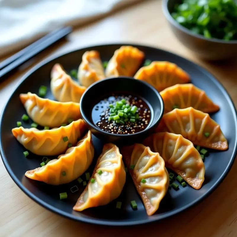 Dumplings de Revuelto de Tofu y Cebollino con Salsa de Sésamo Negro: Receta China Vegana en Airfryer
