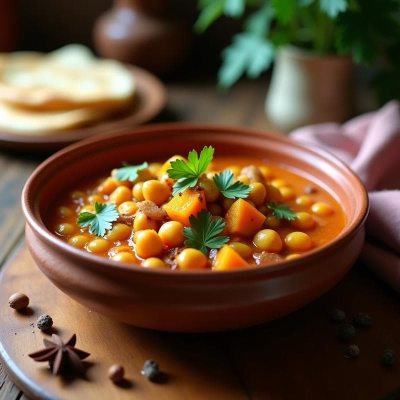 Dupiaza de Garbanzos y Calabaza: Receta India Vegana en Olla Lenta con Especias