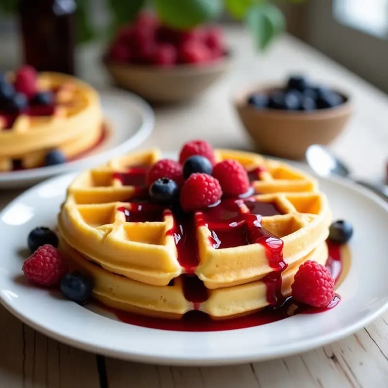 HK Style Egg Waffles con Mermelada de Frutos Rojos: Desayuno Chino Keto en Airfryer