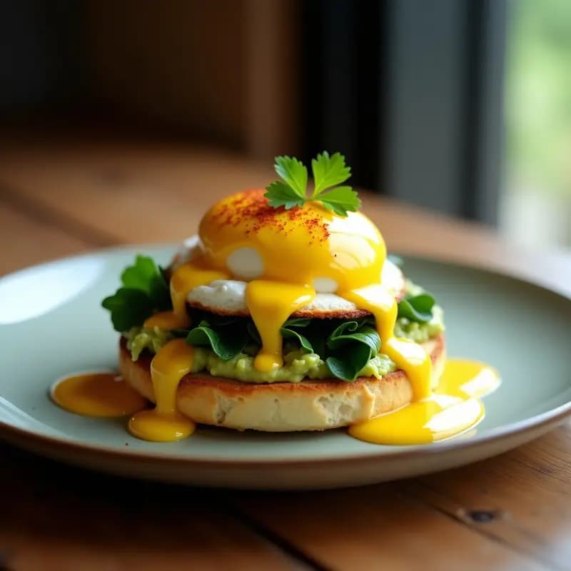 Eggs Benedict con Aguacate y Salsa Holandesha Vegana: Brunch Inglés Sin Lácteos