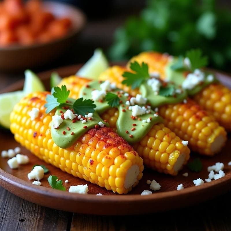 Elote Asado con Mayonesa de Aguacate y Chili en Polvo: Receta Mexicana en Airfryer