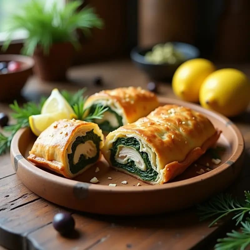 Embutido de Pollo y Espinacas en Masa Filo: Receta Griega Light y Crujiente