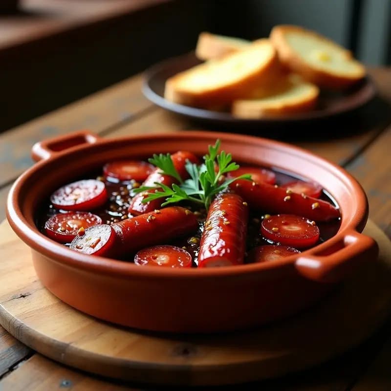 Embutidos asados al vino tinto: Receta de taberna castellana en horno