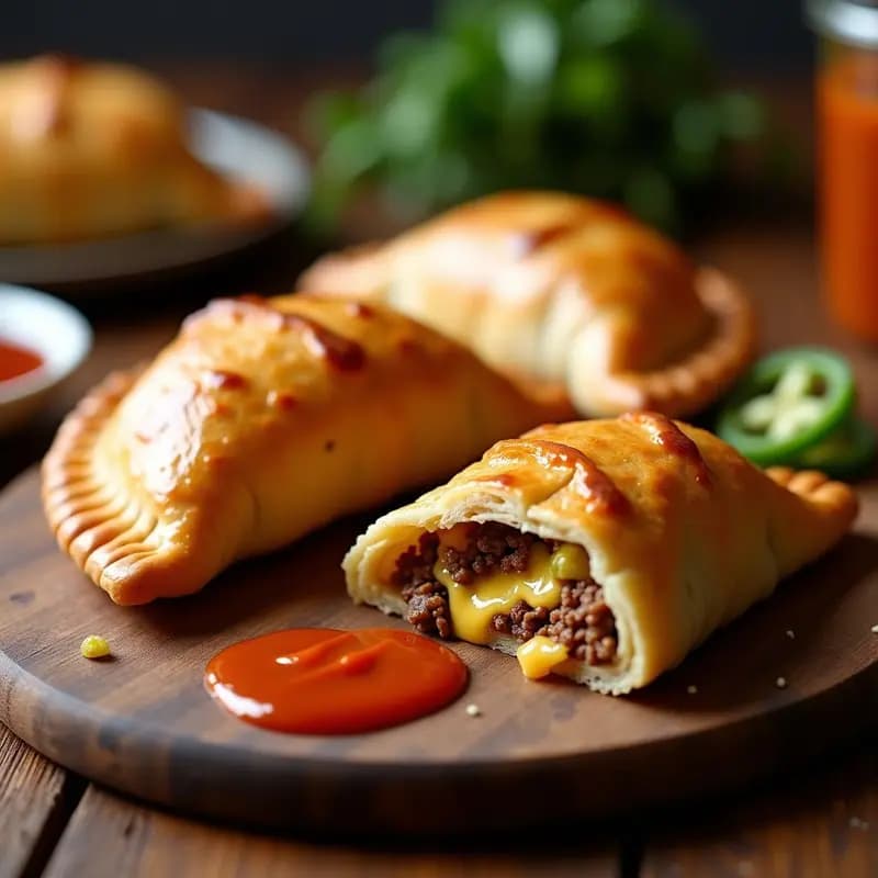 Empanada de Carne Molida con Queso Cheddar y Jalapeños en Masa de Hojaldre: Fusión Mexicana-Argentina