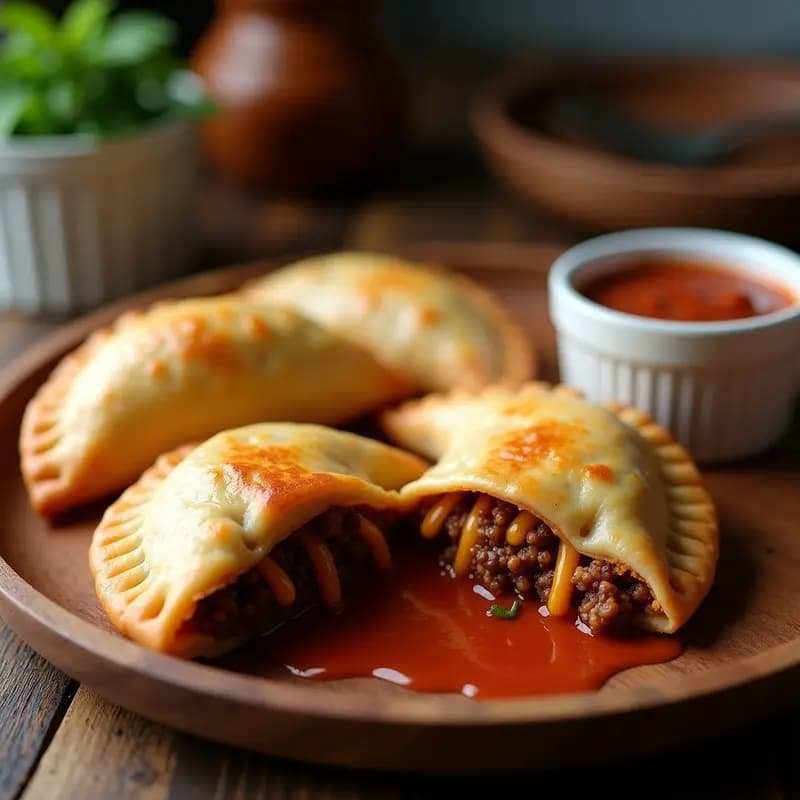 Empanada de Carne Picante con Queso Pepper Jack y Salsa de Chipotle: Receta Latina con Toque Picante