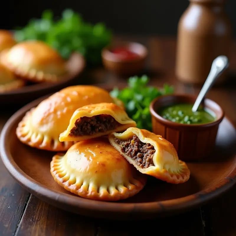 empanada de Carne y Queso con Salsa de Chimichurri: el plato principal argentino más sabroso