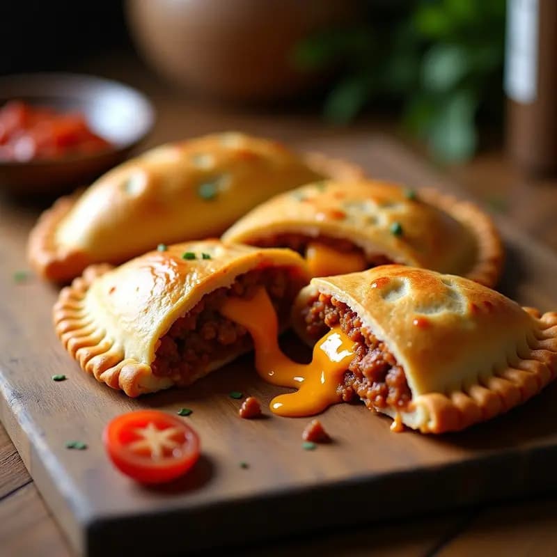 Empanada de Carne con Queso Fundido y Salsa de Tomate Picante: Versión XXL para Compartir