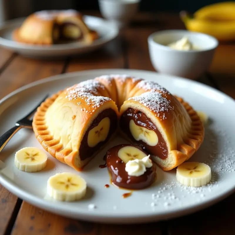 Empanada de Nutella, Plátano y Queso Crema en Masa Hojaldre: Dulce Indulgence en Cada Bocado