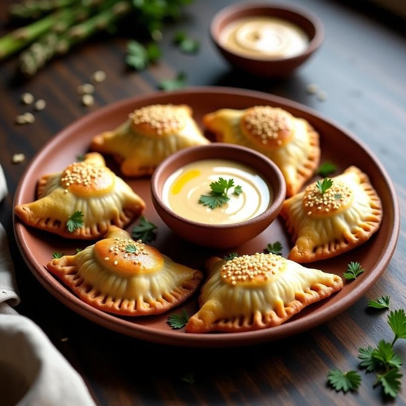 Empanadas de Amaranto y Espárragos con Salsa de Tahini: Receta Mexicana Sin Horno