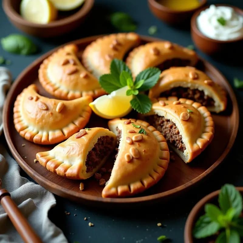 Empanadas Arabes de Carne y Piñones con Yogur: Receta Libanesa Crujiente y Alta en Proteína