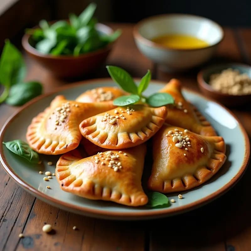 Empanadas Árabes de Espinaca y Piñones: Fatayer con Masa de Harina Integral