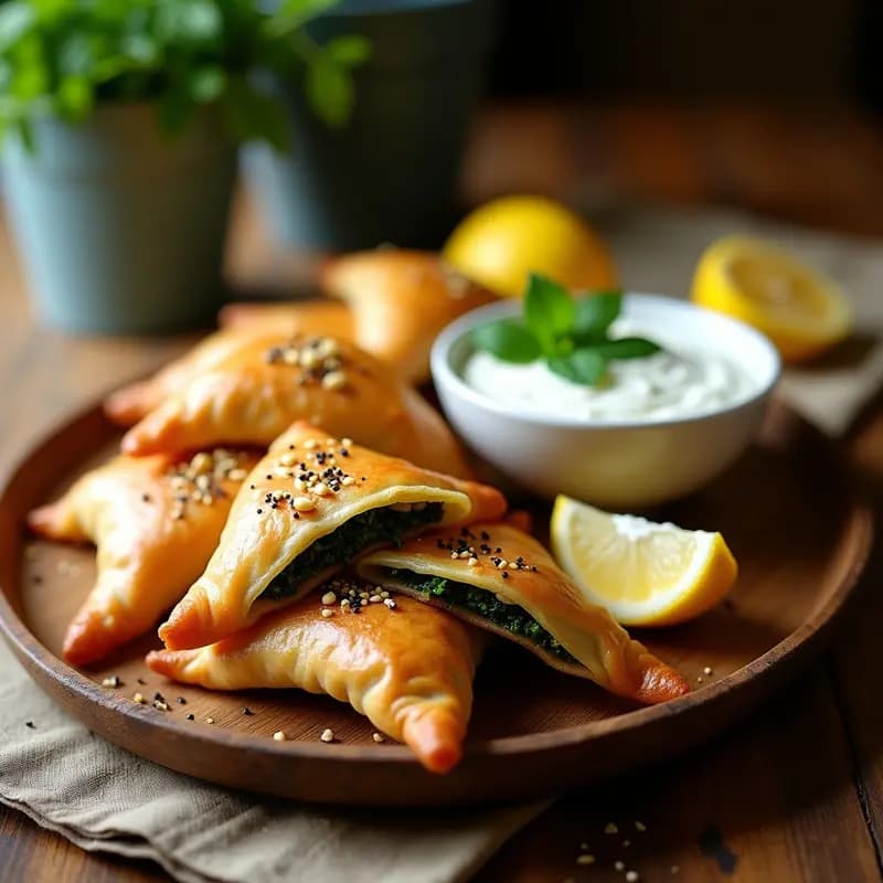 Empanadas Árabes de Espinaca y Piñones con Masa de Filo: Entrante Libanés Crujiente y Vegano