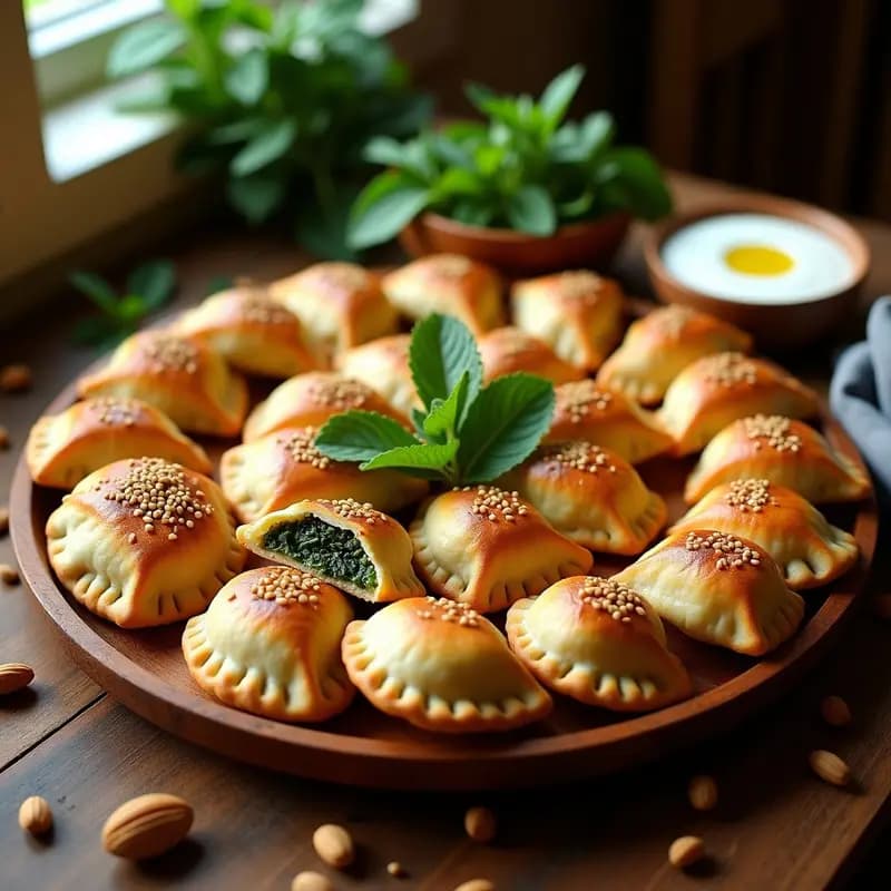 Empanadas Árabes de Espinaca y Piñones: Receta Libanesa en Thermomix Sin Harina de Trigo